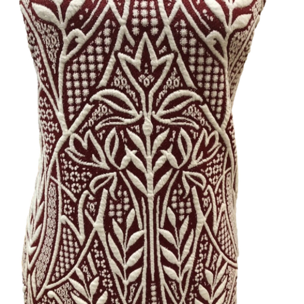 𝅺Anthropologie HD in Paris Picotage Red + White Textured Jacquard Sheath Dress - Picture 3 of 11